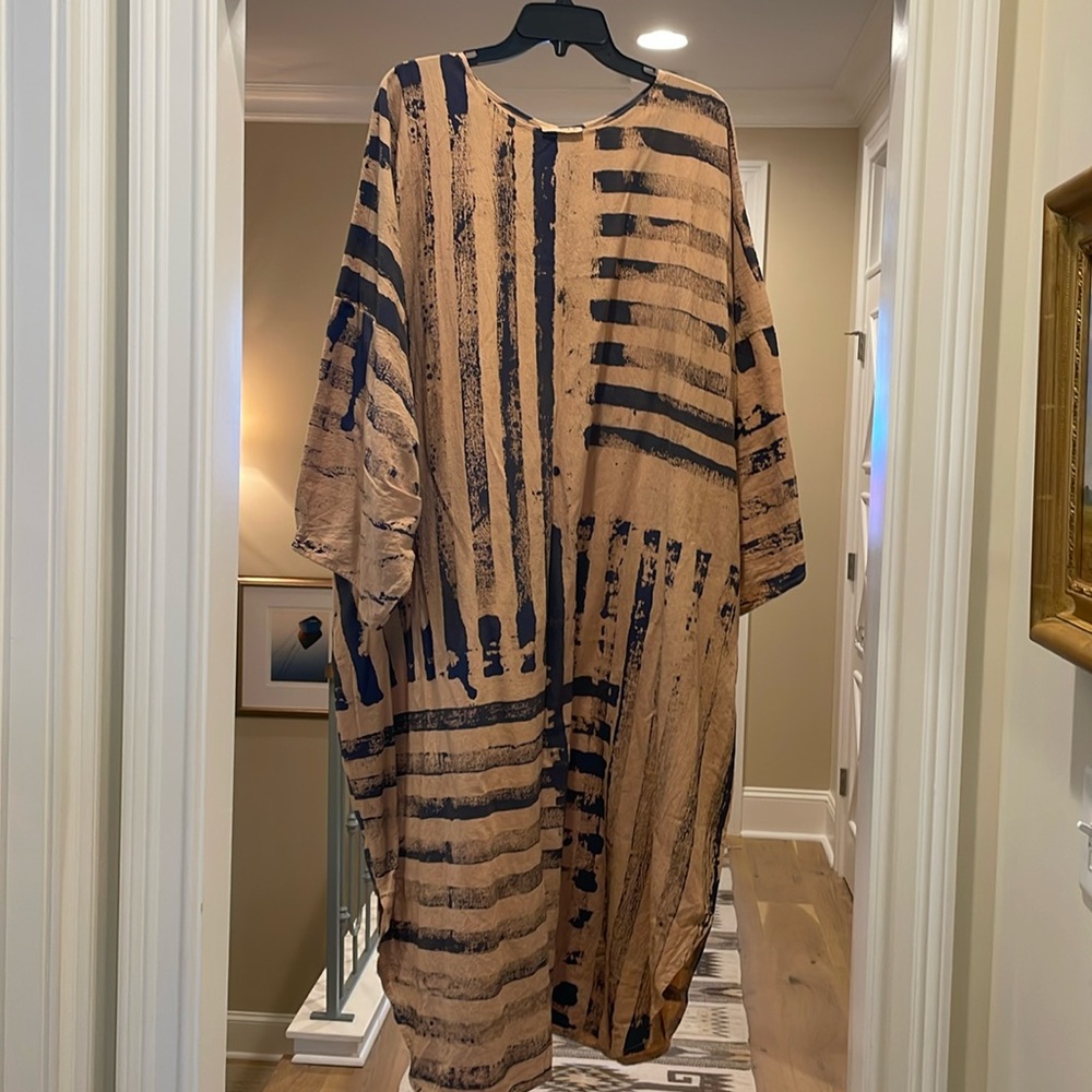 STATE Tan and Black Striped Dress